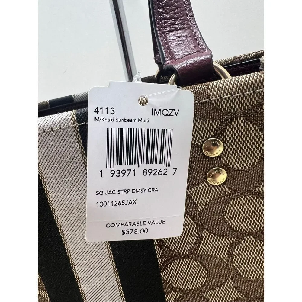 🔥🎁NWT! Coach Dempsey Carryall Handbag Sig Jacquard Stipe 4113 Msrp:$378.0